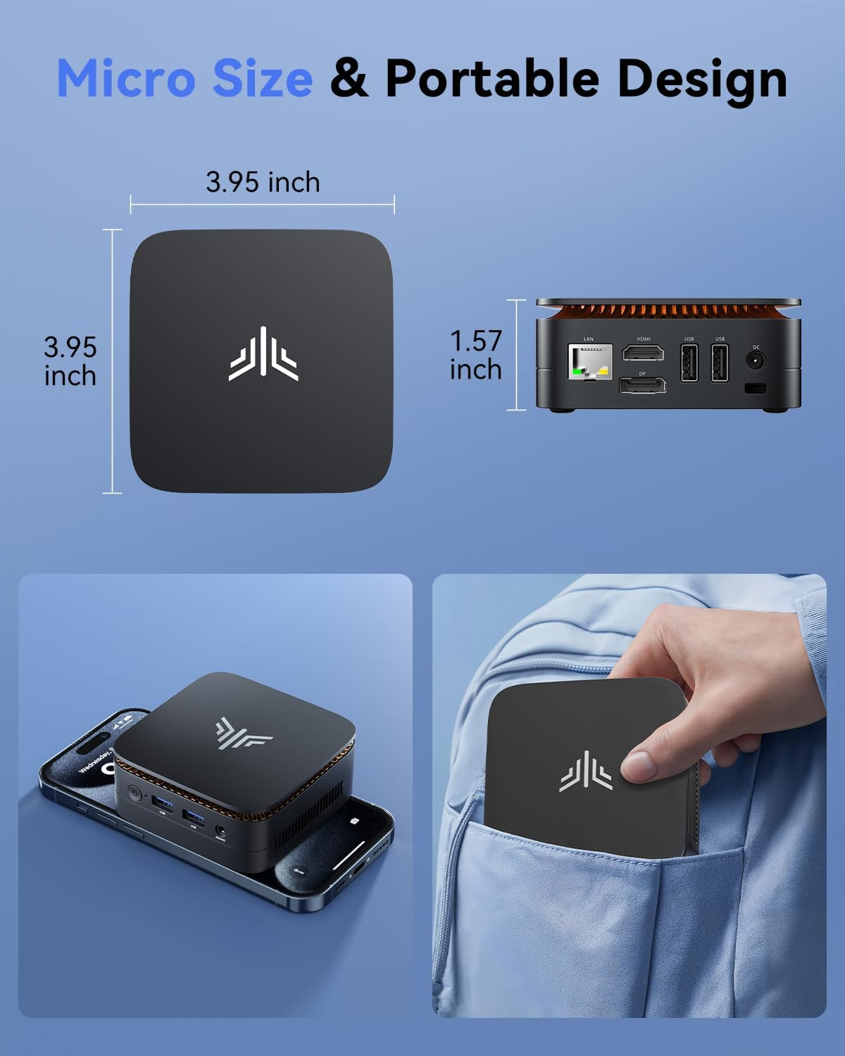 Nipogi Essenx E1 Mini PC W-11 PRO Ιntel Alder Lake N95(Max. 3.4Ghz) 16GB RAM 256GB