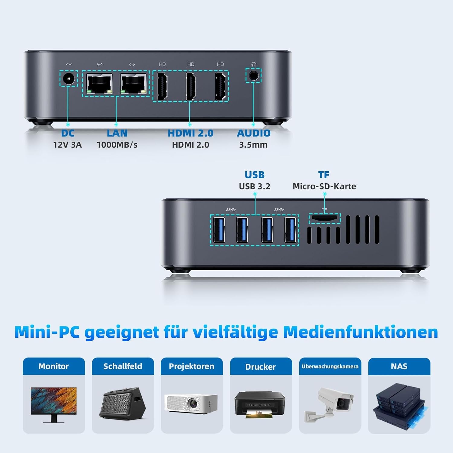 Dreamquest Mini PC Windows 11 Pro Vorinstalliert Intel 12.Gen N95(Bis Zu 3,4Ghz) 16GB DDR4 RAM 512GB