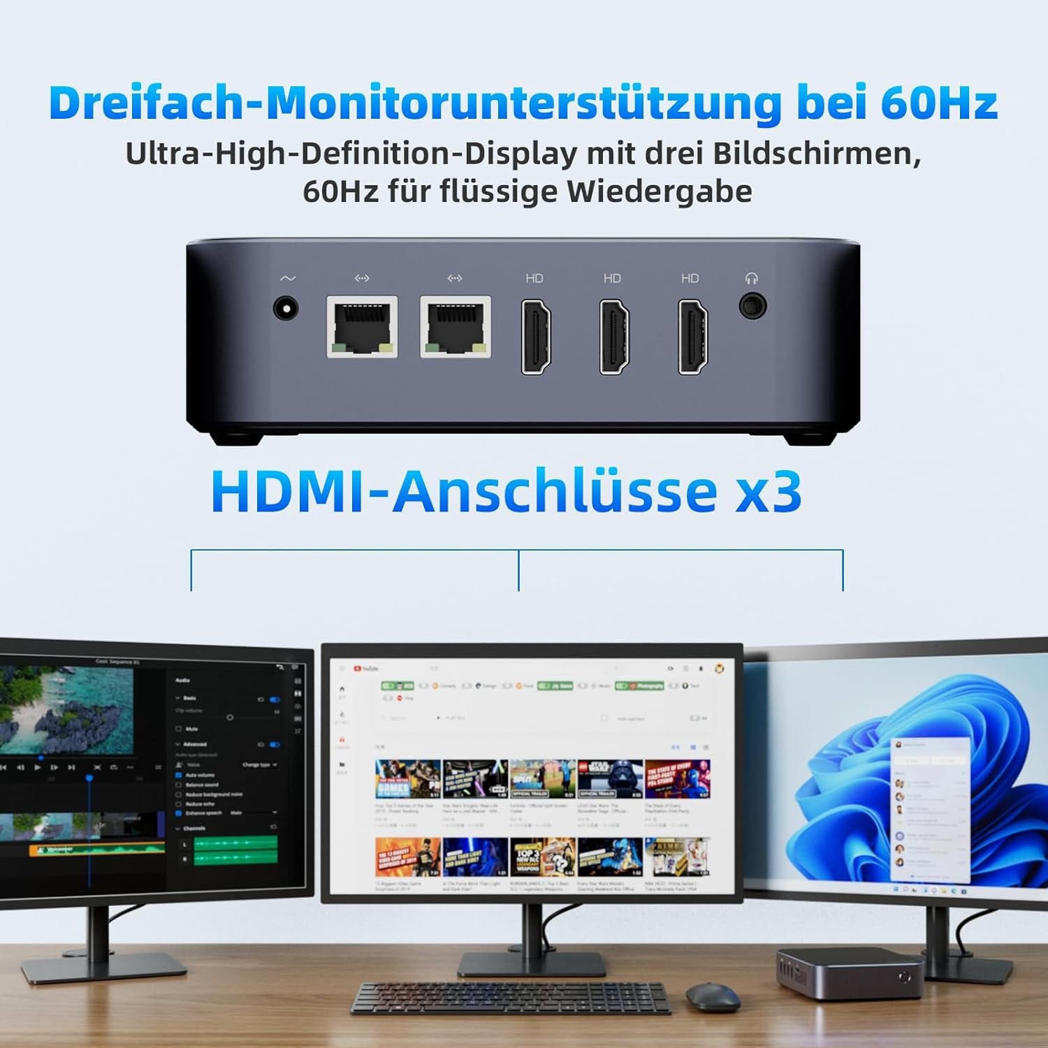 Dreamquest Mini PC Windows 11 Pro Vorinstalliert Intel 12.Gen N95(Bis Zu 3,4Ghz) 16GB DDR4 RAM 512GB